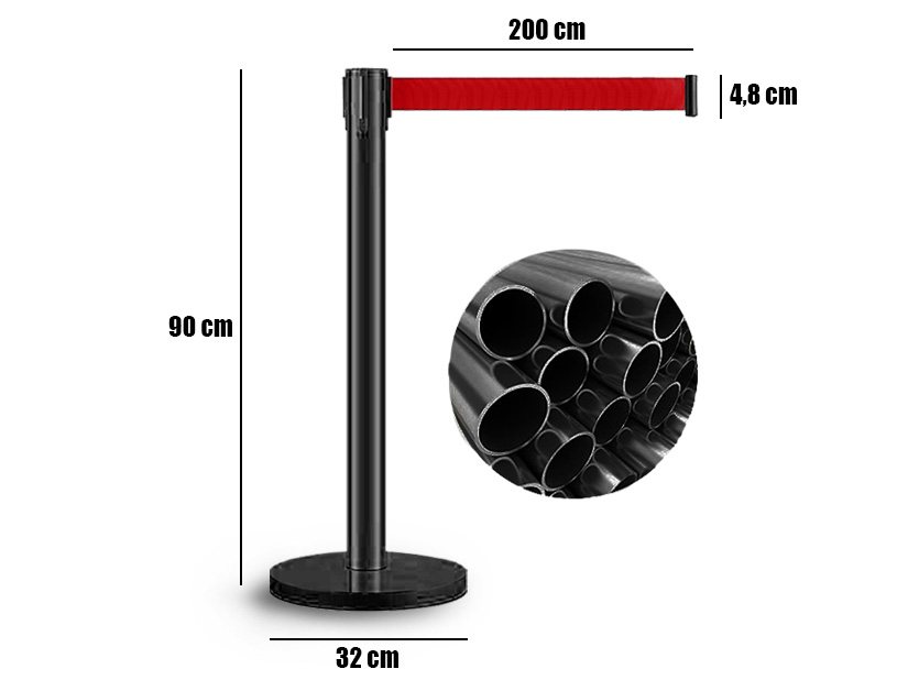 słupki z taśmą czerwoną